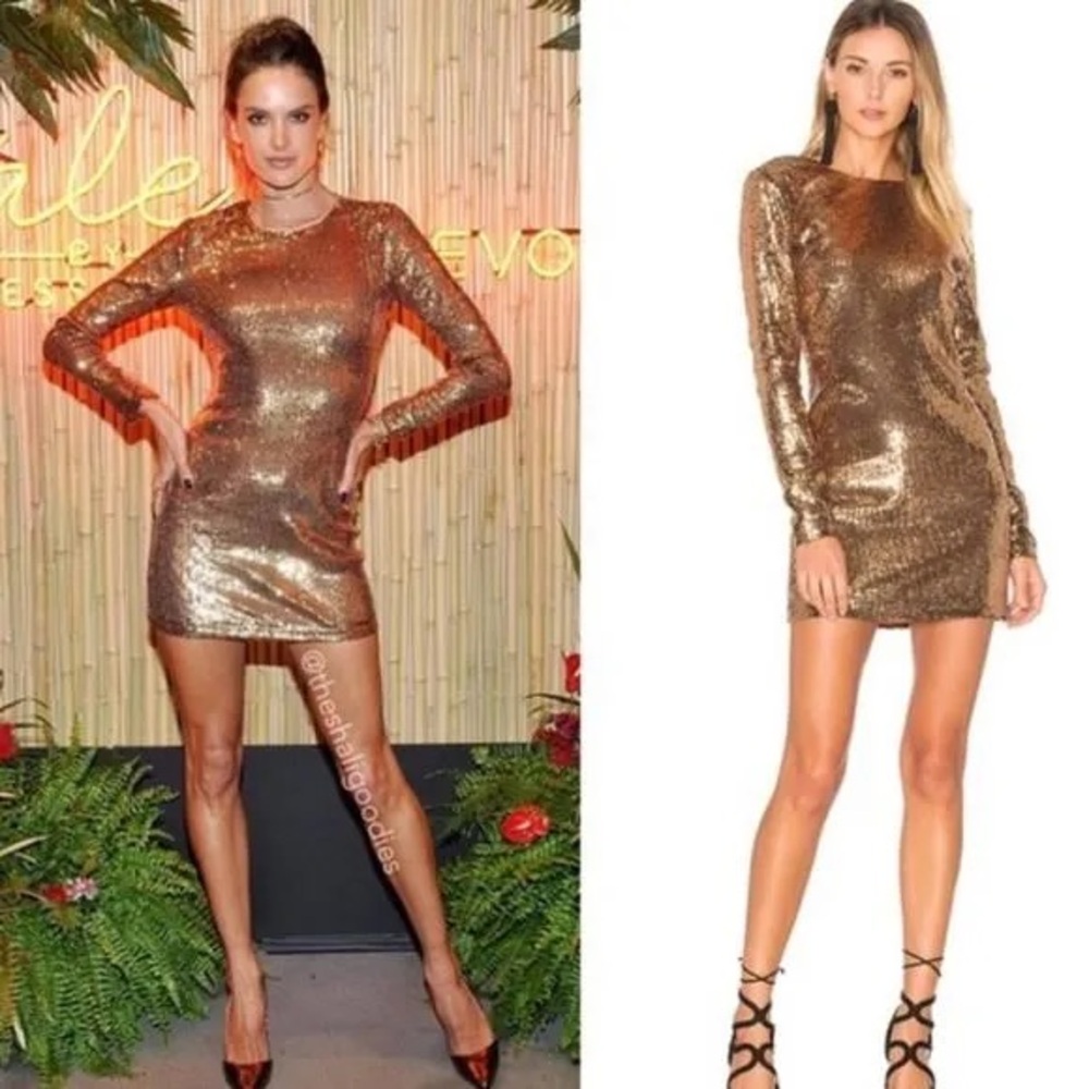 NWOT Ale by Alessandra (Revolve) Small Gold Sequin Dress ($198)